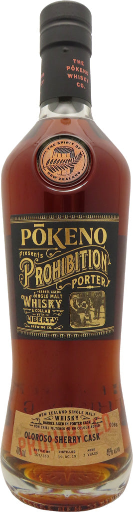 Pokeno Prohibition Porter Oloroso Sherry Cask Single Malt Whisky 700ml