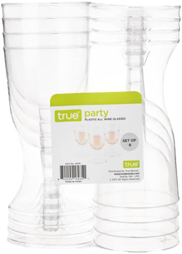 True 6oz Plastic Wine Glass 8pk