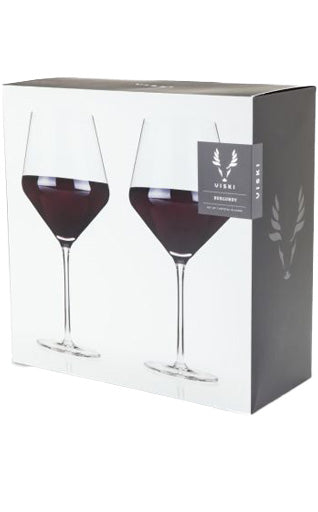 Viski Angled Crystal Burgundy Glasses, Set of 2