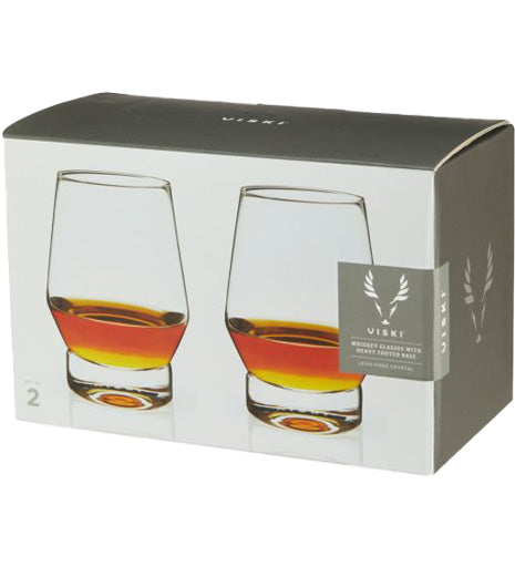 Viski Whiskey Glass Heavy Footed Base 2pk
