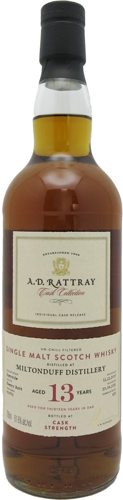 A.D. Rattray Miltonduff 13 Years Old Single Malt Whisky 700ml