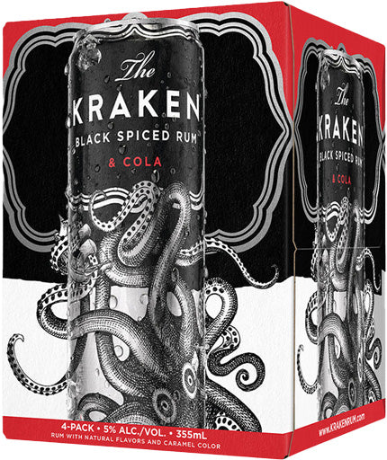 Kraken Black Spiced Rum & Cola 4pk cans