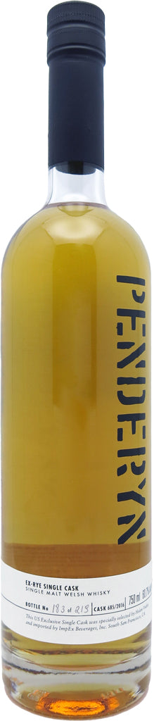 Penderyn Ex-Rye Single Cask Single Malt Welsh Whisky 6 Years Old 2016 750ml