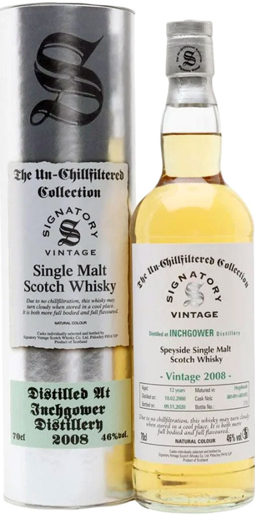 Signatory Inchgower 2008 12 Year Old Single Barrel Single Malt Whisky 750ml