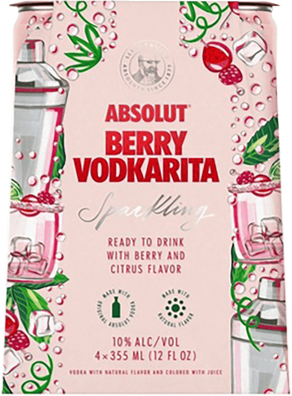 Absolut Berry Vodkarita Cocktail 4pk Cans 355ml