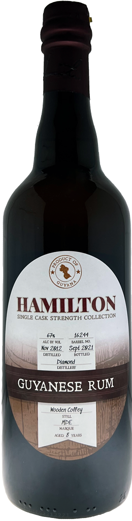 Hamilton "Mission Exclusive" 8 Year Old DDL Wooden Coffey Still Single Barrel #16244 Cask Strength 67% Rum 2012 750ml