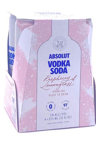 Absolut Vodka & Soda Raspberry 4pk Cans 355ml