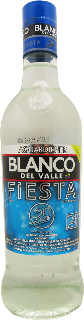 Blanco Del Valle Aguardiente Sin Azucar 48 Proof 750ml-0