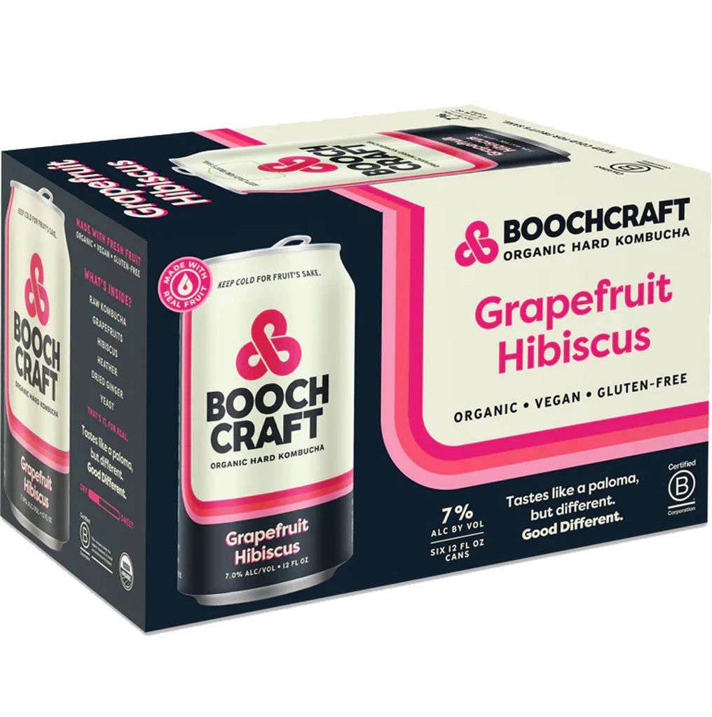 Boochcraft Grapefruit Hibiscus Kombucha 6pk Cans-0