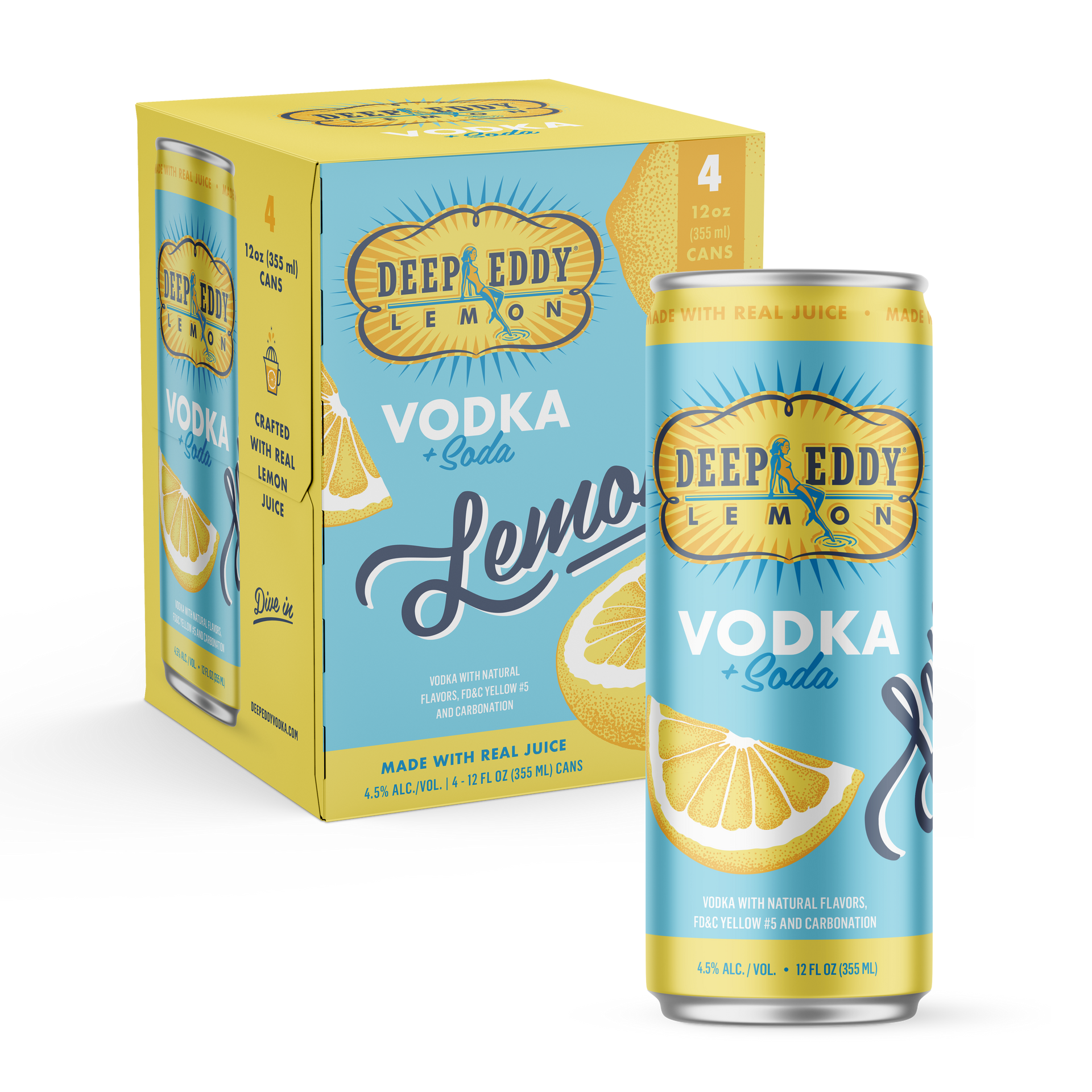 Deep Eddy Lemon Vodka Soda Seltzer 4pk Cans-0