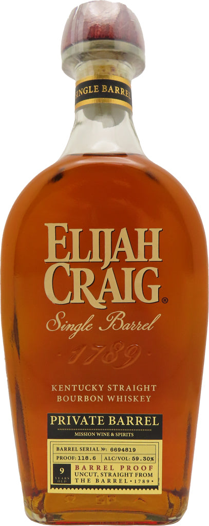 Elijah Craig Mission Exclusive Private Barrel   9 Year Old 118.6 Proof Kentucky Bourbon 750ml-0