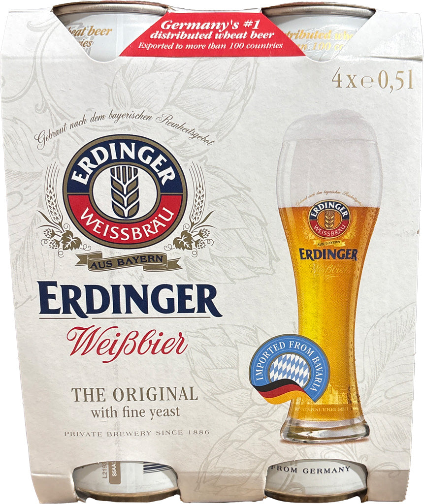 Erdinger Weissbier Hefeweizen 4pk 500ml Cans-0