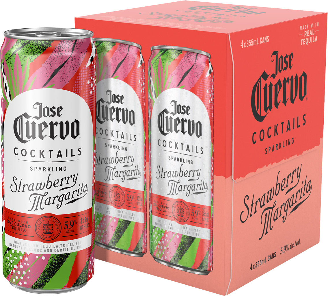 Jose Cuervo Sparkling Margarita Strawberry 4pk 355ml Can-0