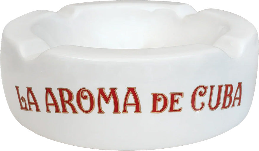 La Aroma De Cuba White Ceramic Ashtray-0