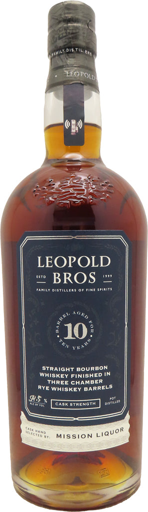 Leopold Bros Mission Exclusive Straight Bourbon Three Chamber Rye Whiskey Barrels 10 Year Old 750ml-0