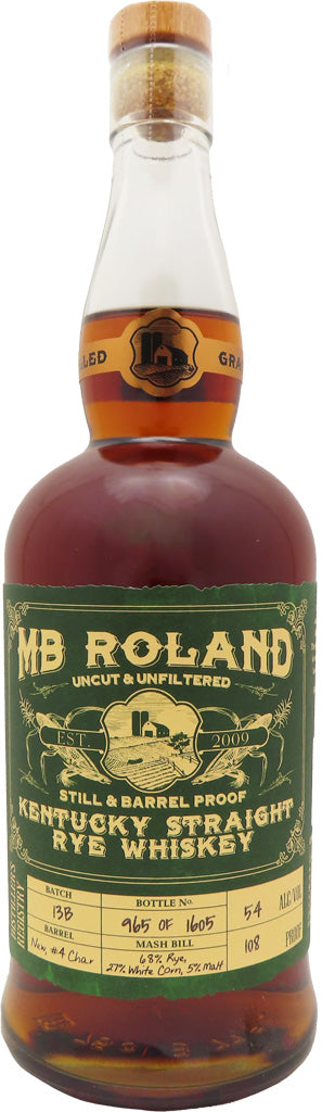 MB Roland Kentucky Straight Rye Whiskey 750ml