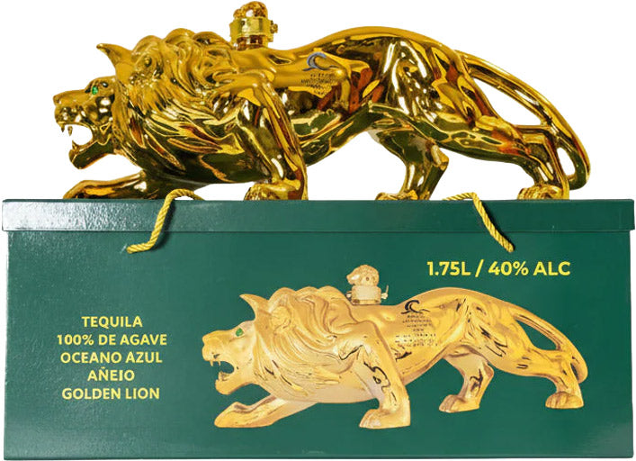 Oceano Azul Tequila Anejo Golden Lion 1.75L-0