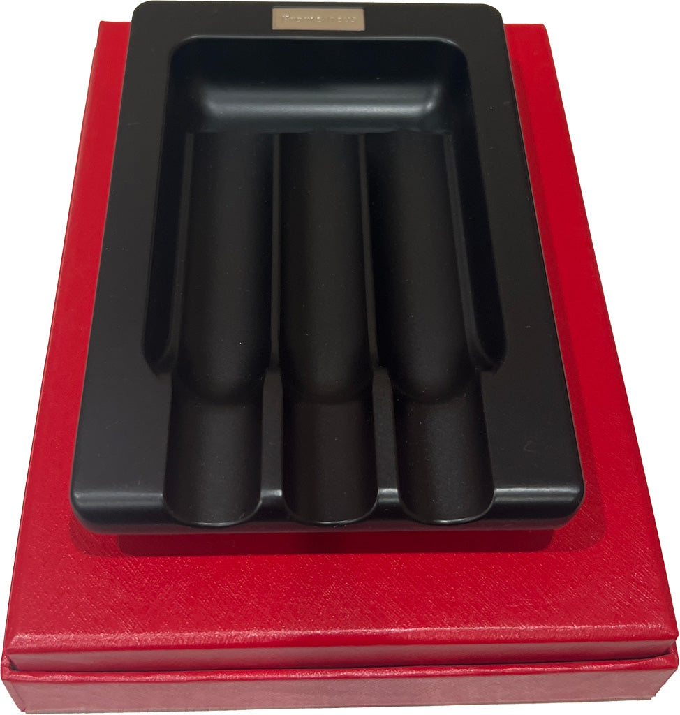 Prometheus 3 Cigar Grooves Black Matte Ashtray-0