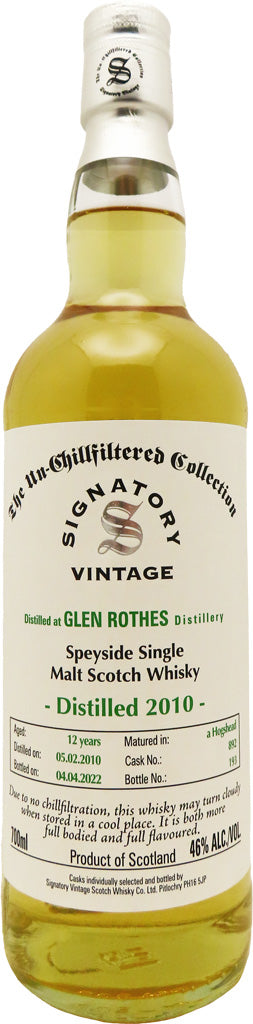 Signatory GlenRothes 2010 12 Year Old Single Malt Whisky 700ml-0