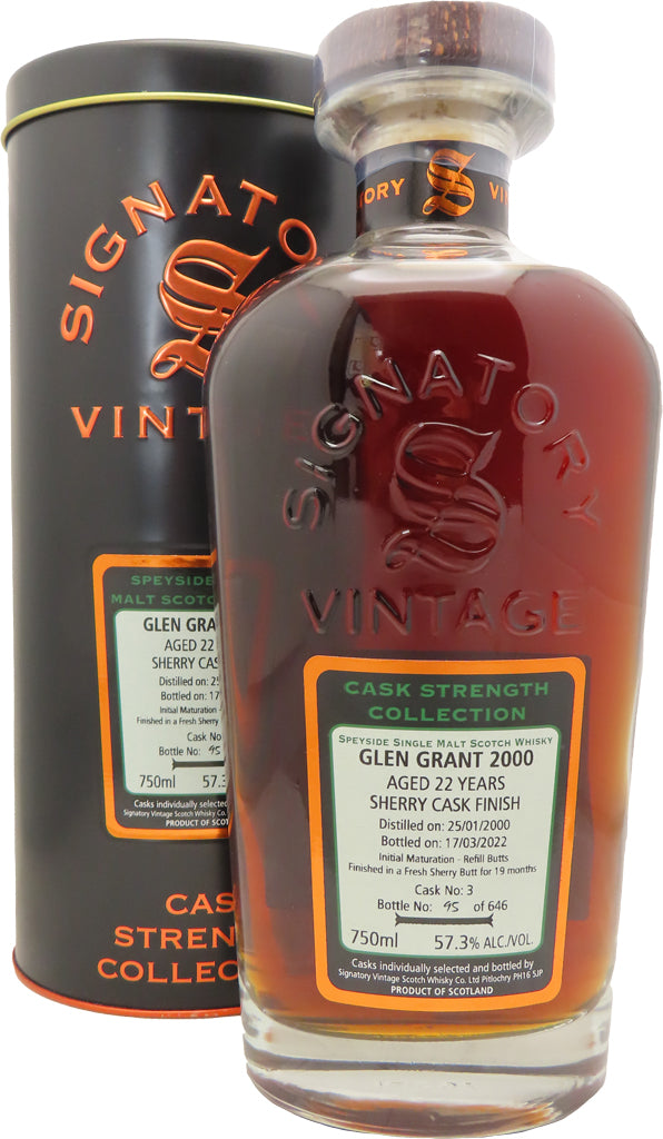 Signatory Glengrant 22 Year Old Cask Strength Single Malt Whiskey 2000 750ml-0