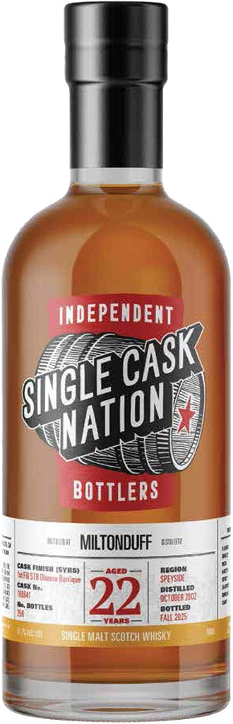 Single Cask Nation Miltonduff 22 Year Old Single Malt Whisky 2002 700ml-0