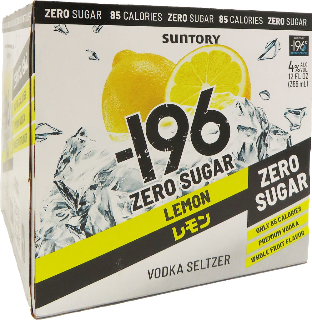 Suntory -196 Zero Sugar Lemon Vodka Seltzer 4pk Cans-0