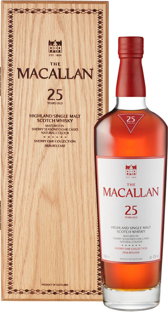 The Macallan Sherry Oak 25 Year Old 2026 Single Malt Whisky 750ml-0
