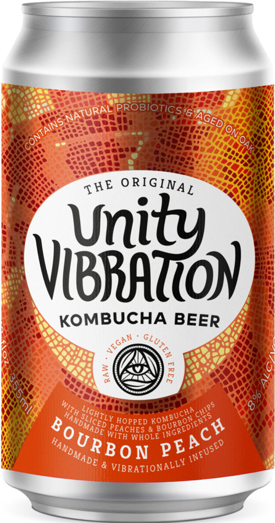 Unity Vibration Bourbon Peach Kombucha 16oz Cans