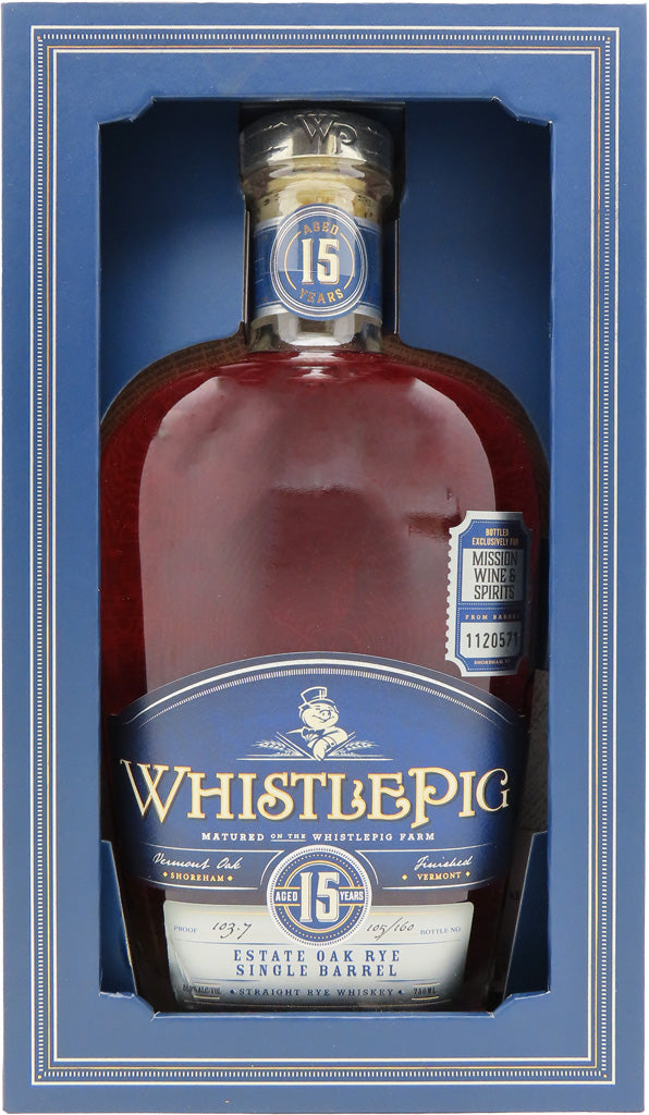 Whistlepig Mission Exclusive 15 Year Old Single Barrel #1120571 Cask Strength Rye Whiskey 750ml