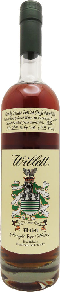 Willett Family Estate Rye Whiskey 12 Year Old #1447 112 Proof 750ml-0