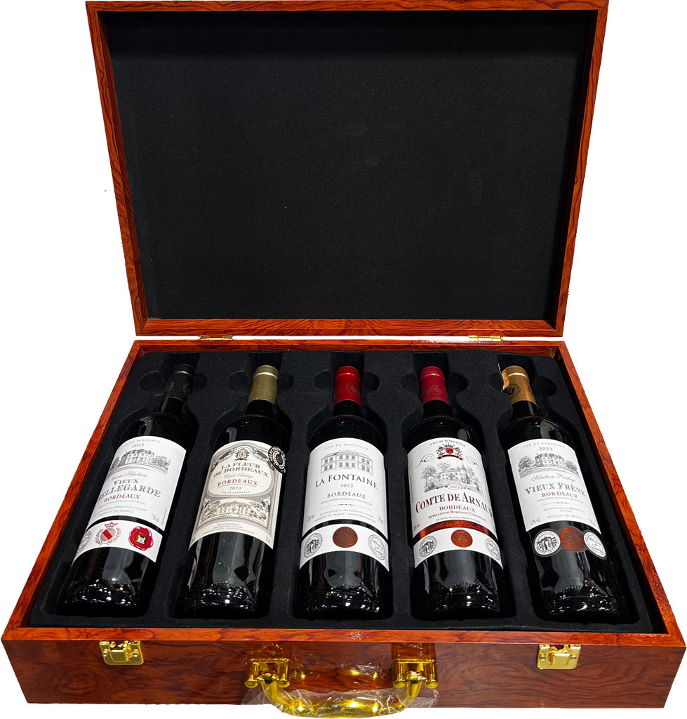 World Wine Selection Wood Case French Red 5pk-0