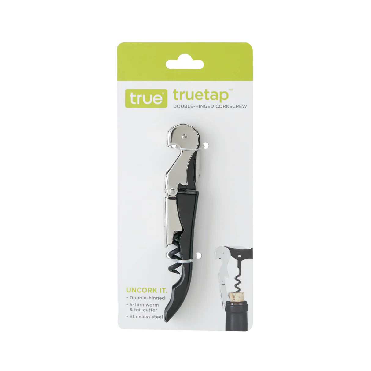 True Stainless Steel Double Hinged Corkscrew-1