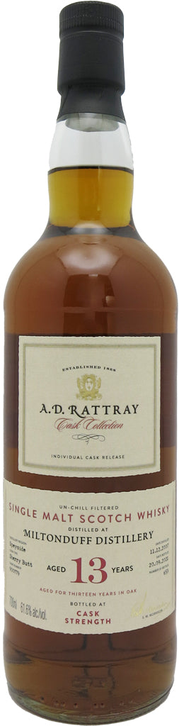 A.D. Rattray Miltonduff 13 Years Old Single Malt Whisky 700ml-0
