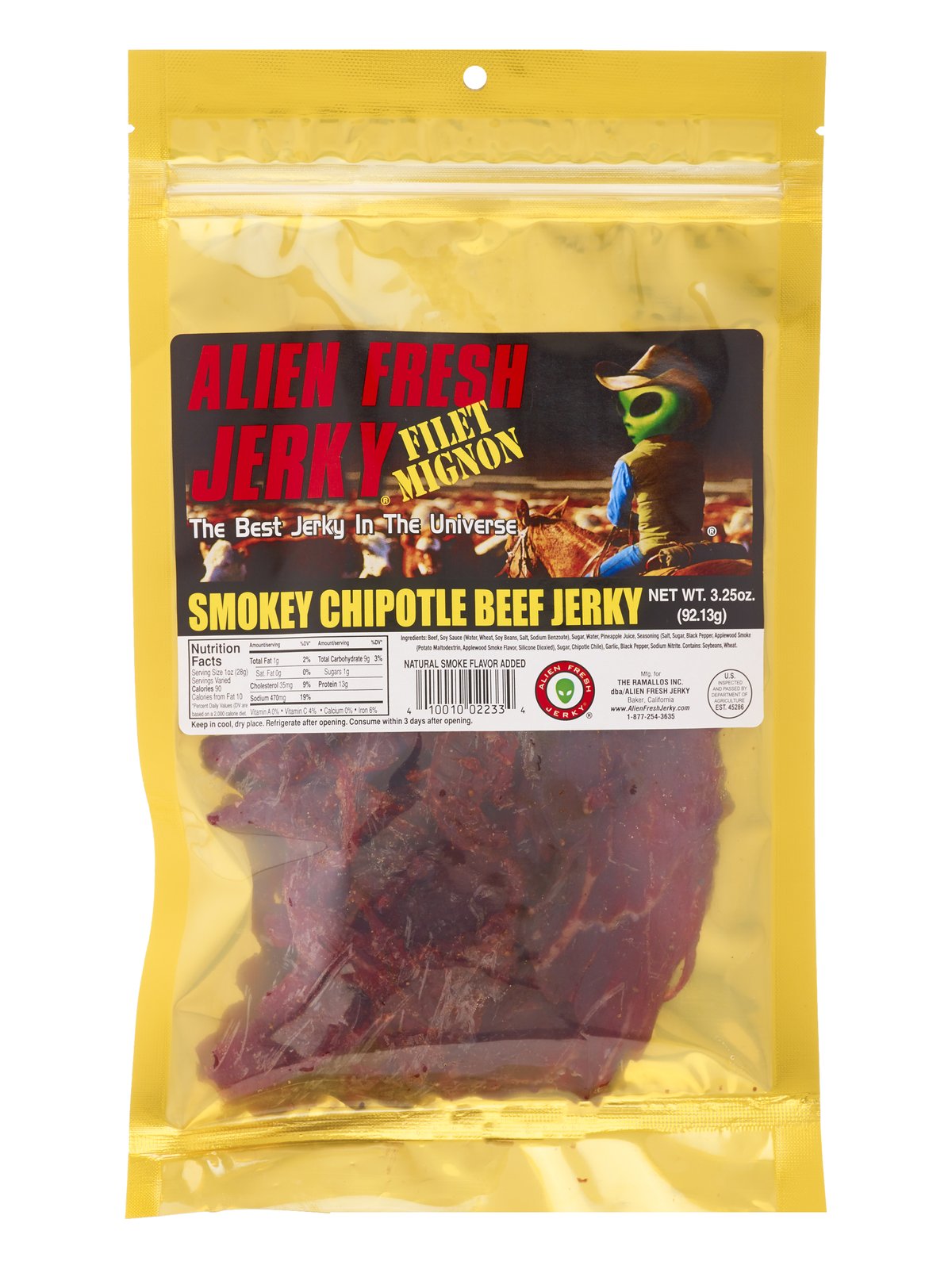 Alien Fresh Beef Jerky Smokey Chipotle 3.25oz-0