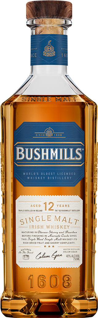 Bushmills 12 Year Old Irish Single Malt Whiskey 750ml-0