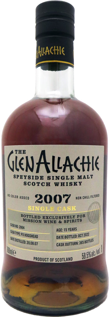 Glenallachie 15 Year Old Mission Exclusive Single PX Hogshead #2864 59.5% Cask Strength Whiskey 2007 700ml-0