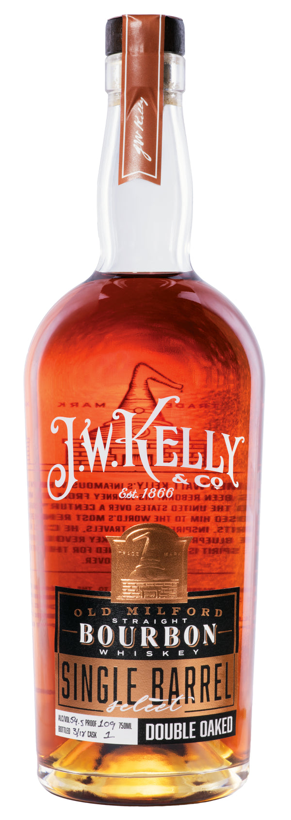 J.W. Kelly Single Barrel Bourbon Whiskey 750ml