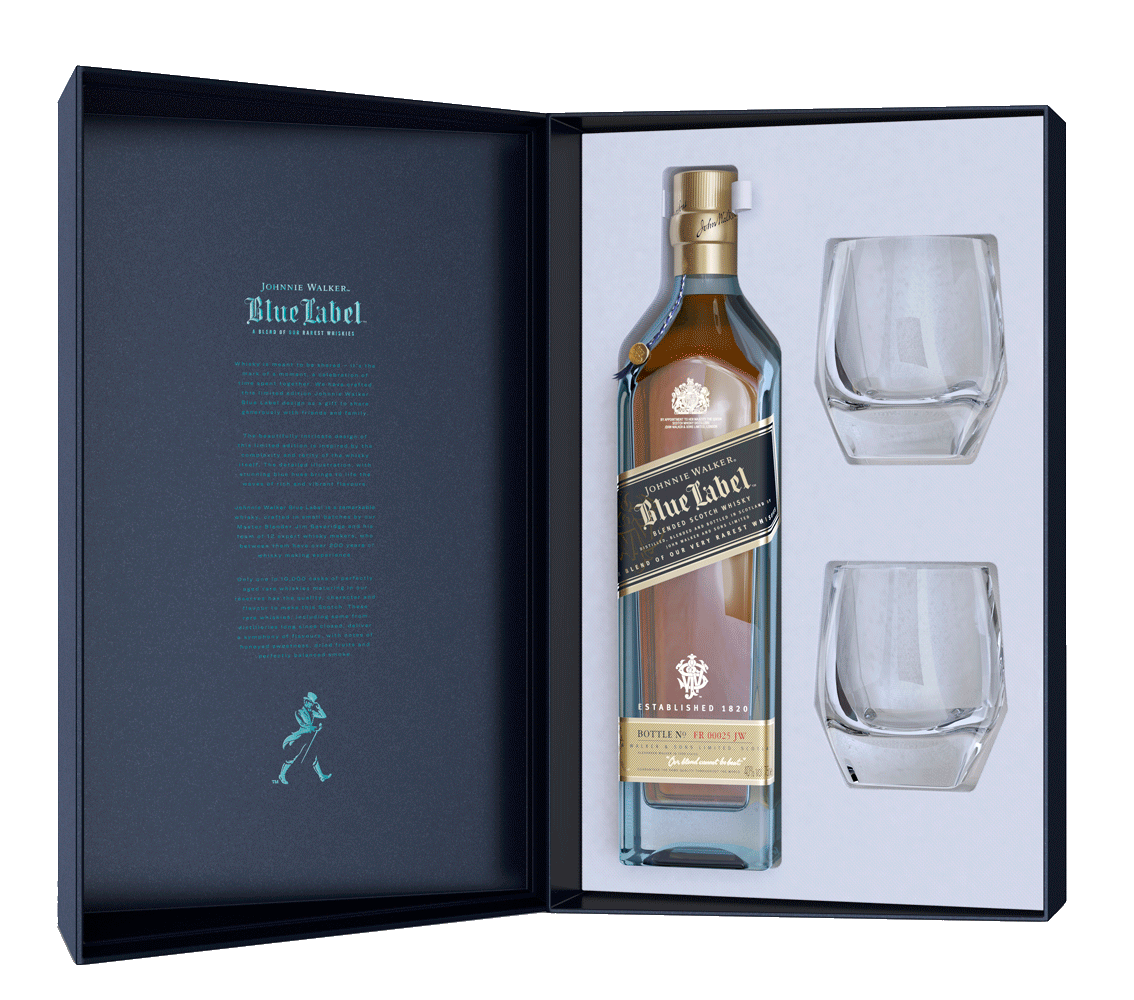 Johnnie Walker Blue Label With 2 Crystal Glasses 750ml-0