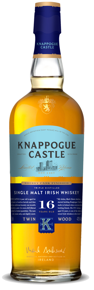 Knappogue Castle Irish Single Malt 16 Year Old Twin Wood 750ml-0