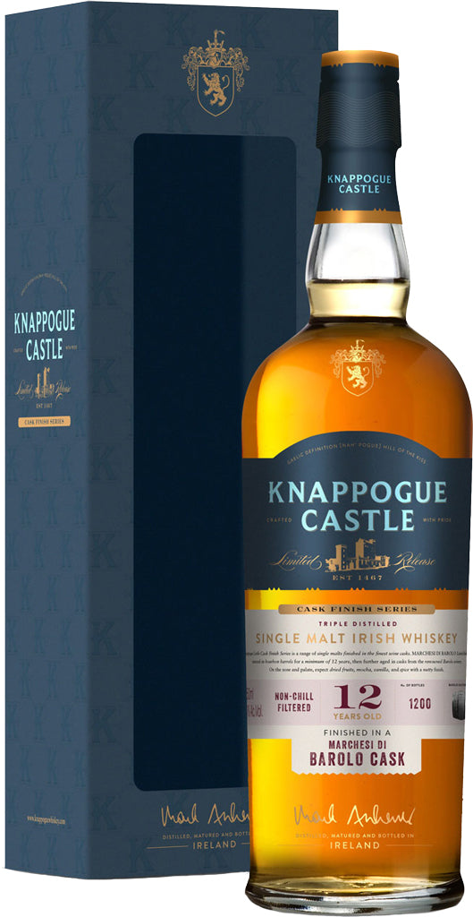 Knappogue Castle Irish Single Malt 12 Year Old Marchesi Di Barolo Cask Finish 750ml-0