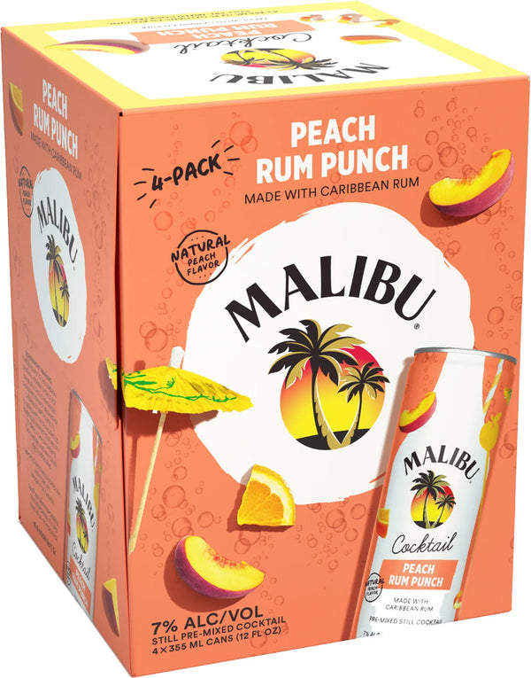 Malibu Cocktail Peach Rum Punch 4pk Cans