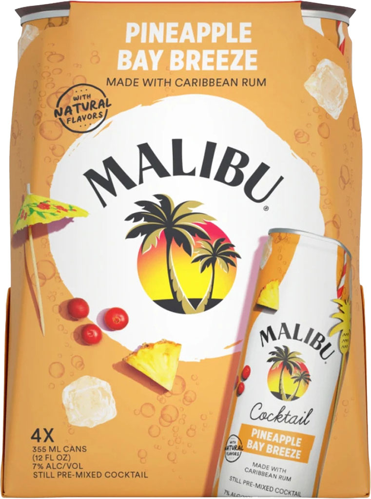 Malibu Cocktail Pineapple Bay Breeze 4pk Cans-0