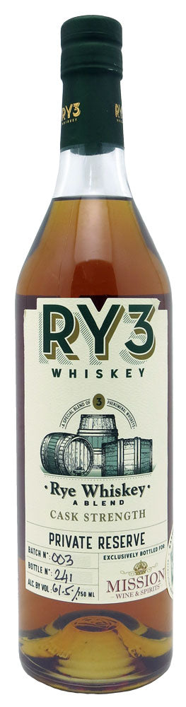 Ry3 Mission Exclusive Single Rum Barrel 61.5% Cask Strength Rye Whiske –  Mission Wine & Spirits