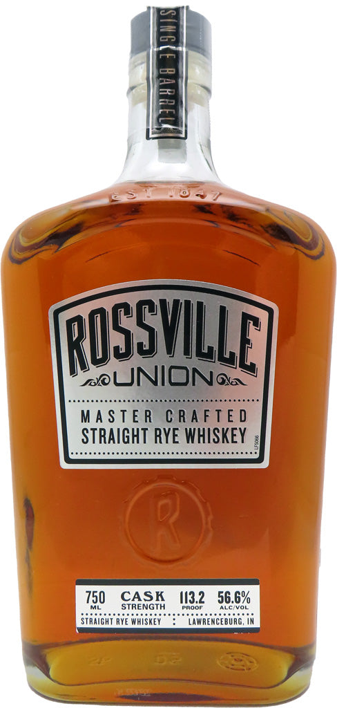 Rossville Mission Exclusive Union Master Crafted Cask Strength 56.6% Single Barrel Straight Rye Whiskey 750ml
