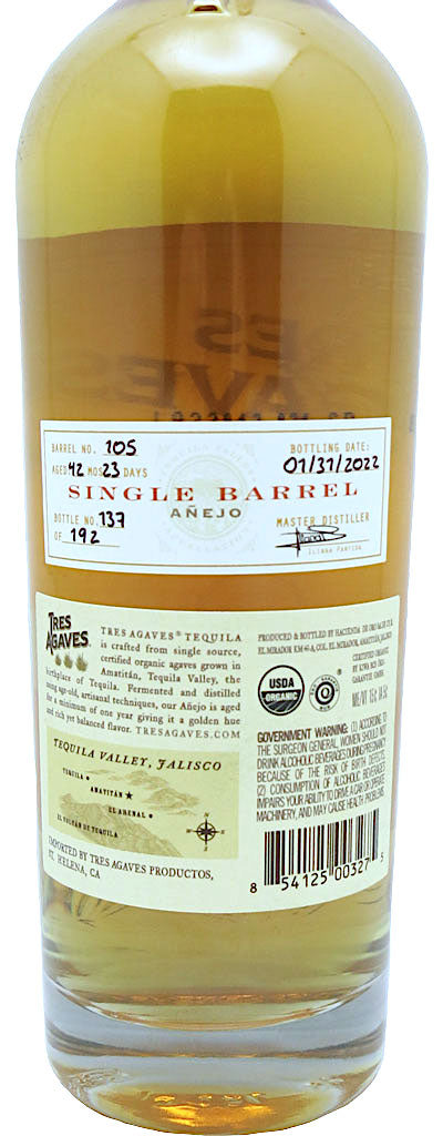 Tres Agaves Single Barrel Anejo Tequila 750ml-1